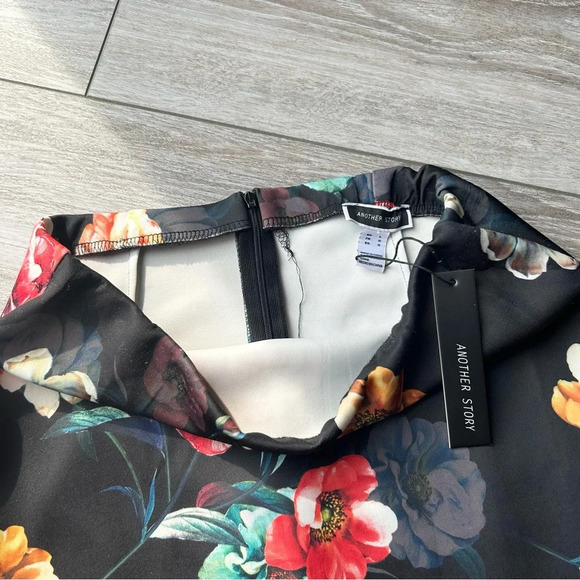 NWT Another Story Floral Print Midi Skirt with Fluted Hem Mermaid Skirt - Picture 4 of 15